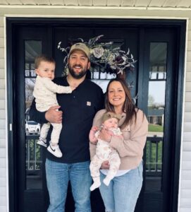 Pictured: Tommy with wife, Macey, and their two children, Tommy Jr. (2) and Maren (1).